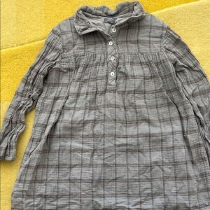 Tocoto vintage plaid Button-Up Long Sleeve Dress